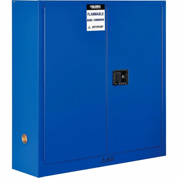 Global Industrial Acid Corrosive Cabinet, 24 Gallon, Manual Close 43inW x 12inD x 44inH 316065